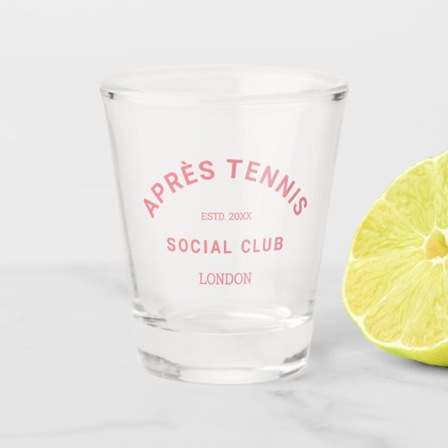 Vaso De Chupito Après Tennis Social Club Crest personalizado rosa (Anverso)