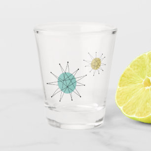 Vaso De Chupito Aqua Blue Yellow Franciscan Starburst Mid Century
