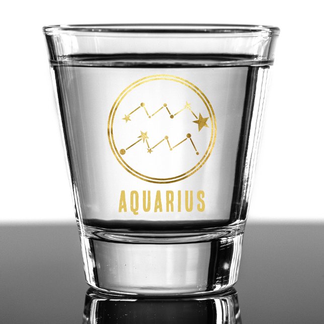 Vaso De Chupito Aquarius Zodiac Rótulo Astrología Horoscopio Oro (gold aquarius zodiac sign shot glass)
