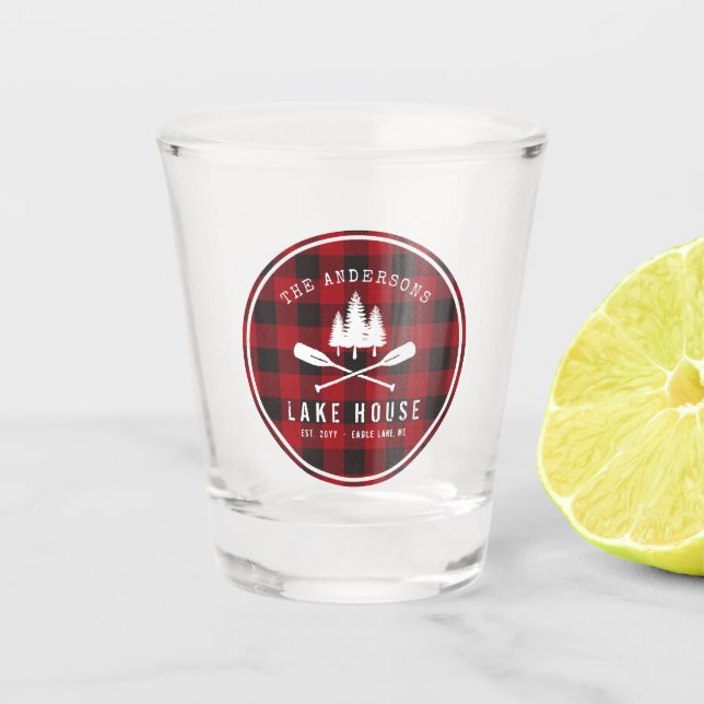 Vaso De Chupito Árbol de la casa del lago del campo rústico de pro (Anverso)