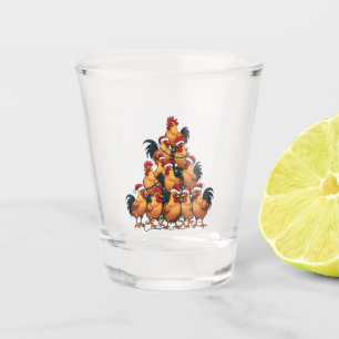 Vaso De Chupito Árbol de navidad de pollo Feliz Navidad Divertidas