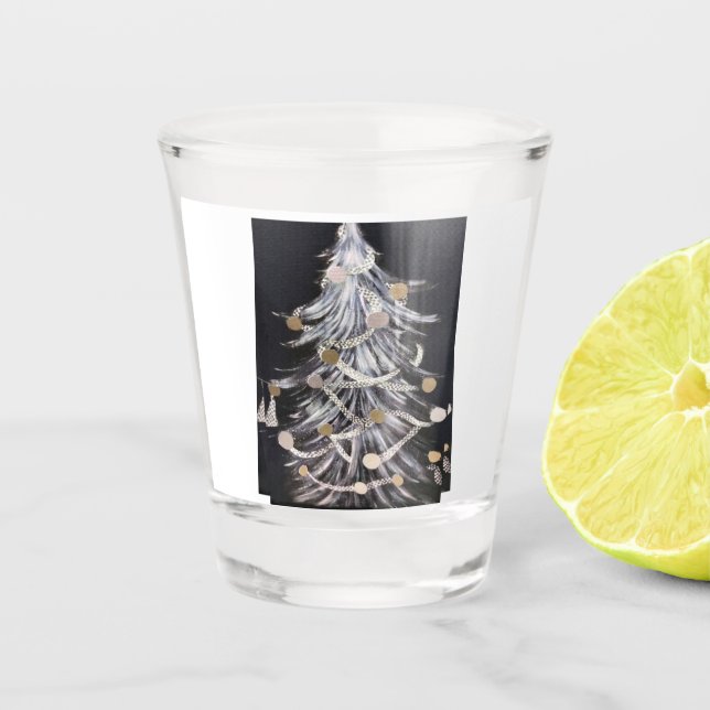 VASO DE CHUPITO ***ÁRBOL DE NAVIDAD MODERNO*** VIDRIO DE DISPAROS (Anverso)