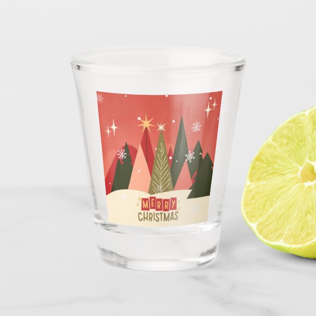 Vaso De Chupito Árbol de Navidad Retro/Vintage (Anverso)