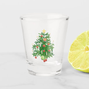 Vaso De Chupito Árbol de Navidad Vintage con una Galleta en Forma