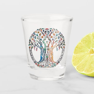 Vaso De Chupito Árbol de vida de colores vivos