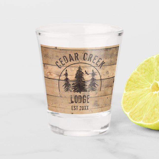 Vaso De Chupito Árboles forestales de madera rústica personalizado (Anverso)