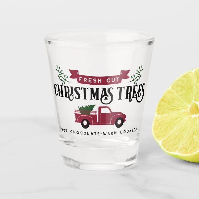 Vaso De Chupito Árboles navideños recién cortados (Anverso)