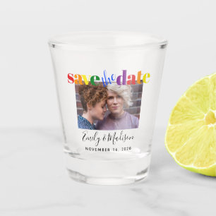 Vaso De Chupito Arcoiris Boda gay salva foto de fecha
