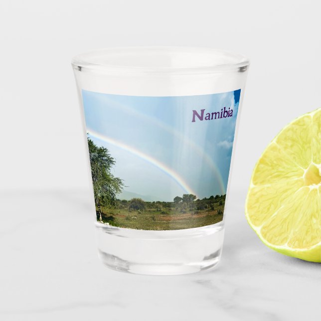 Vaso De Chupito Arcoiris doble de Namibia (Anverso)