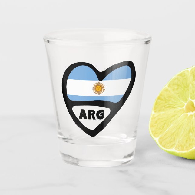 Vaso De Chupito Argentina Código de país Bandera Corazón ARG (Anverso)
