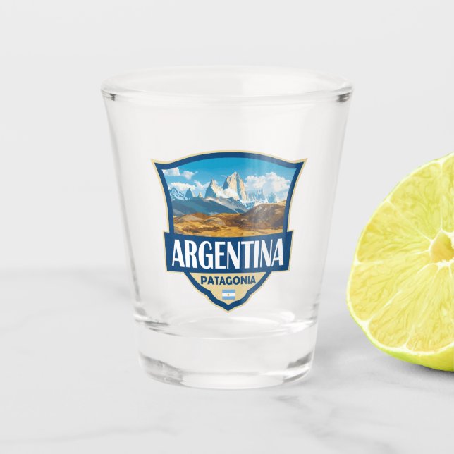 Vaso De Chupito Argentina Illustration Retro Badge (Anverso)
