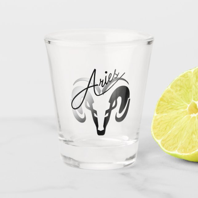 Vaso De Chupito Aries plateados Ram Zodiac (Anverso)