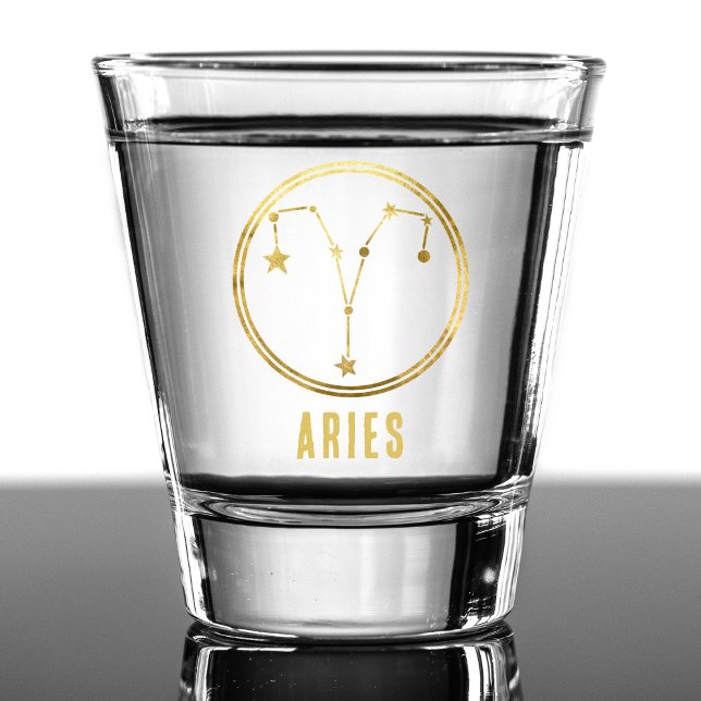 Vaso De Chupito Aries Zodiac Rótulo Astrología Horoscope Gold (gold aries zodiac sign shot glass)