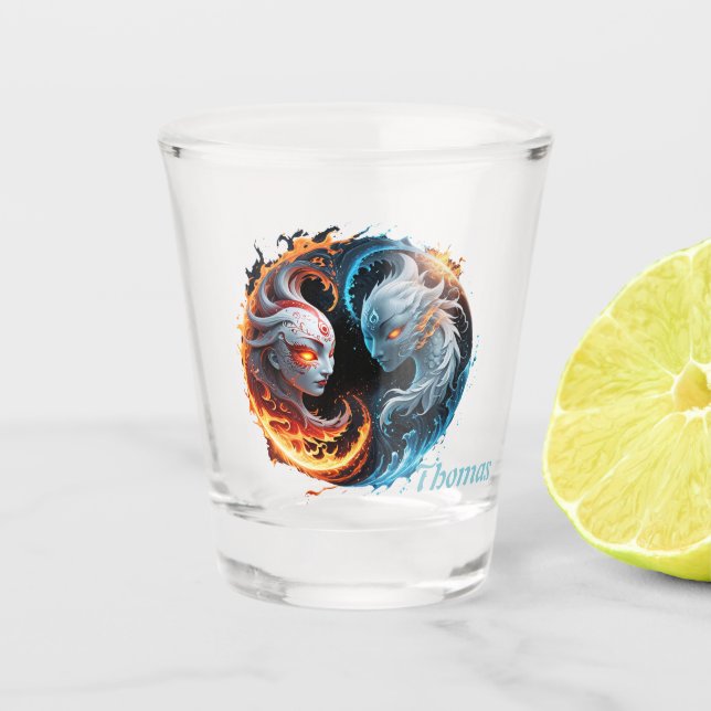 Vaso De Chupito Armonía elemental, yin y yang de la naturaleza. (Anverso)