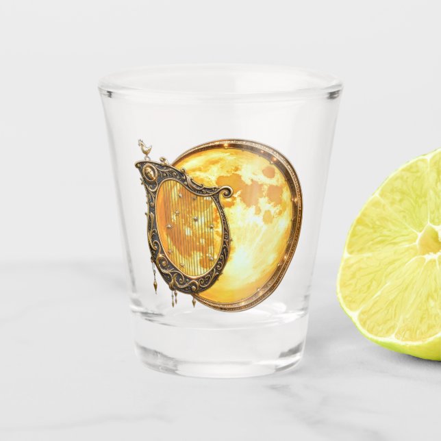 Vaso De Chupito Arpa Celestial de la Luna Dorada (Anverso)