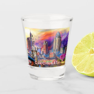 Vaso De Chupito Arte abstracto del colorido horizonte de Cincinnat