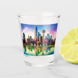 Vaso De Chupito Arte abstracto del colorido horizonte de Dallas