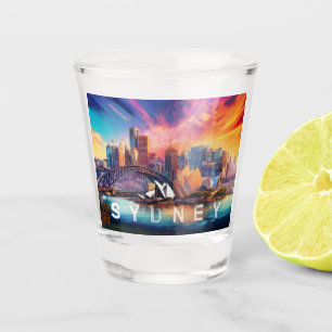 Vaso De Chupito Arte abstracto del colorido horizonte de Sydney