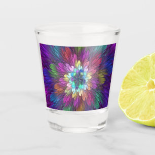 Vaso De Chupito Arte abstracto fractal de flor psicodélica colorid