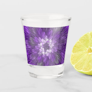 Vaso De Chupito Arte abstracto fractal de flor púrpura psicodélico