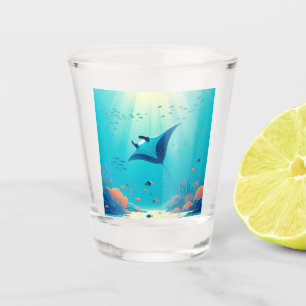 Vaso De Chupito Arte costero clásico de manta raya