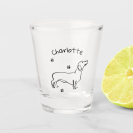 Vaso De Chupito Arte Dachshund minimalista - Tu texto, tu estilo