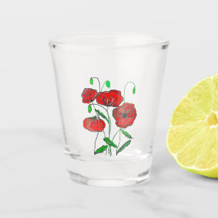 Vaso De Chupito Arte de amapola roja