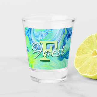 Vaso De Chupito Arte de flujo acrílico azul Aqua