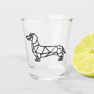 Vaso De Chupito Arte de línea geométrica de un dachshund