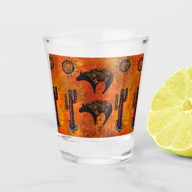 Vaso De Chupito Arte de oso del suroeste (Anverso)