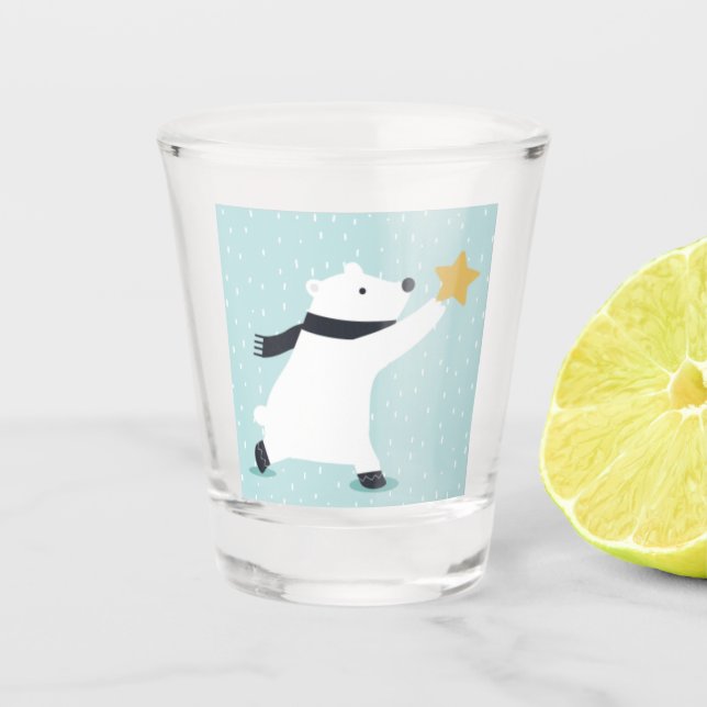 Vaso De Chupito Arte de oso polar en invierno (Anverso)