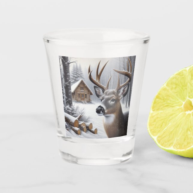 Vaso De Chupito Arte de venado/buck de invierno (Anverso)