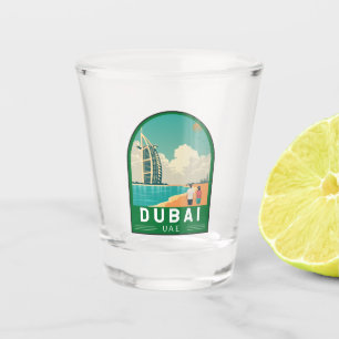 Vaso De Chupito Arte de viajes retro de Emiratos Árabes Unidos