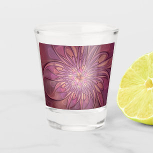 Vaso De Chupito Arte floral fractal moderno abstracto colores de b