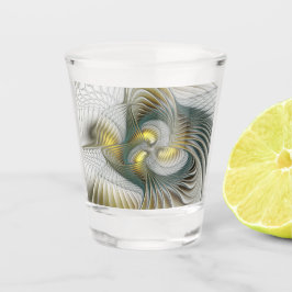 Vaso De Chupito Arte fractal de fantasía Verde azulada de oro nobl