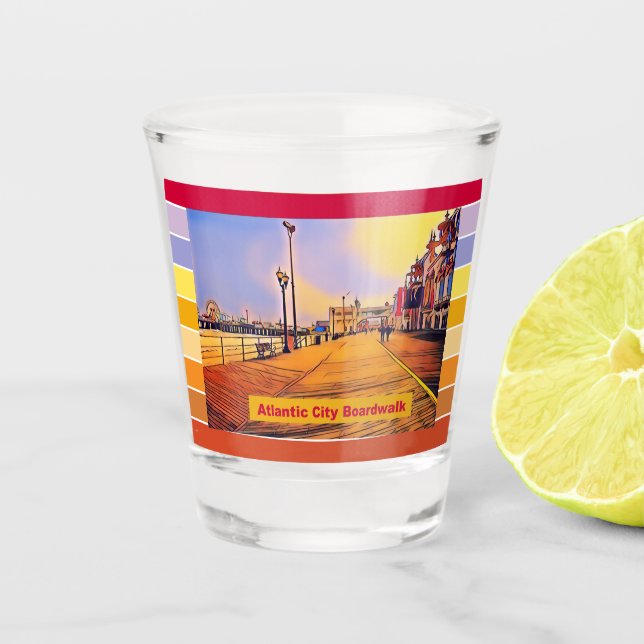 Vaso De Chupito Arte Pop Paseo Marítimo de la Playa (Anverso)