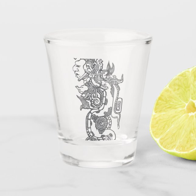 Vaso De Chupito Arte Quetzalcoatl Azteca (Anverso)