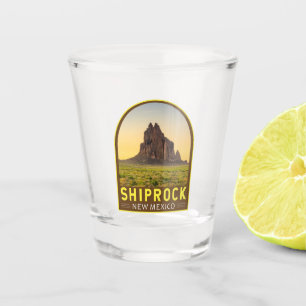 Vaso De Chupito Arte Retro de Emblema de Shiprock Nuevo México Vin