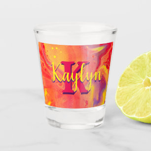Vaso De Chupito Arte salvaje de flujo acrílico púrpura rojo