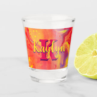 Vaso De Chupito Arte salvaje de flujo acrílico púrpura rojo