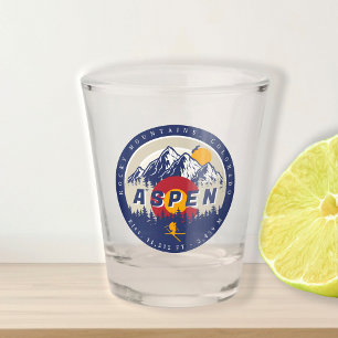 Vaso De Chupito Aspen Colorado Flag Ski Mountain Sunset Souvenirs