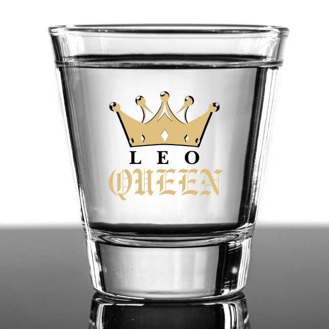 Vaso De Chupito Astrología del Rótulo de la Reina Zodiac León de O (Gold Leo Queen Zodiac Sign Astrology Birthday Shot Glass)