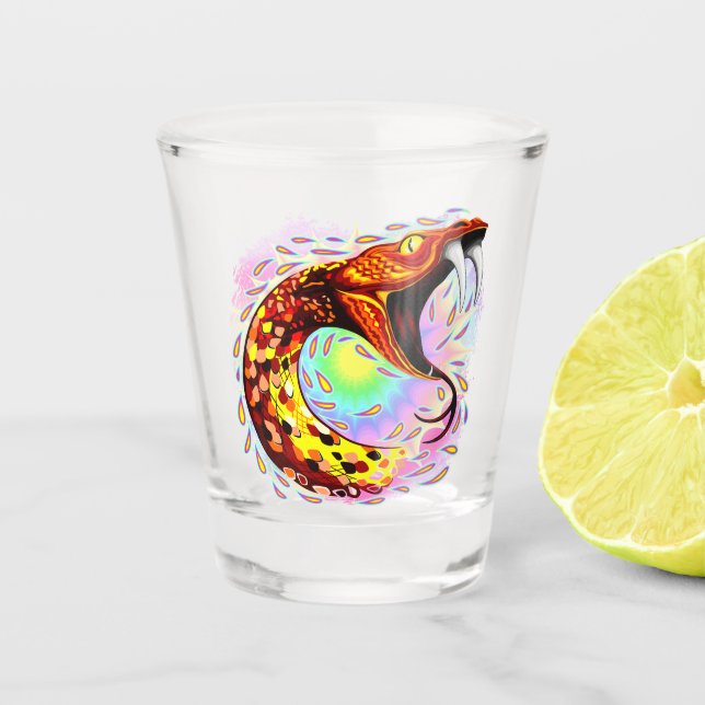 Vaso De Chupito Ataque de serpientes Psicodelic Surreal Art (Anverso)