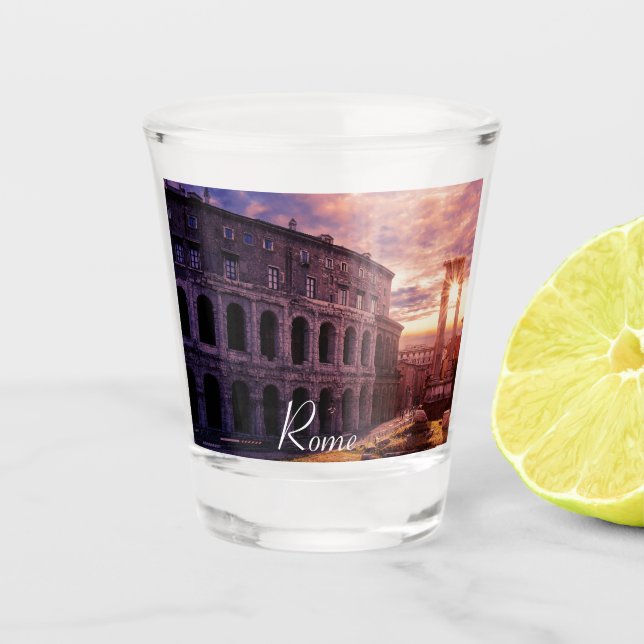 Vaso De Chupito Atardecer sobre el Coliseo de Roma (Anverso)