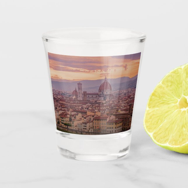 Vaso De Chupito Atardecer sobre Florencia, Italia (Anverso)