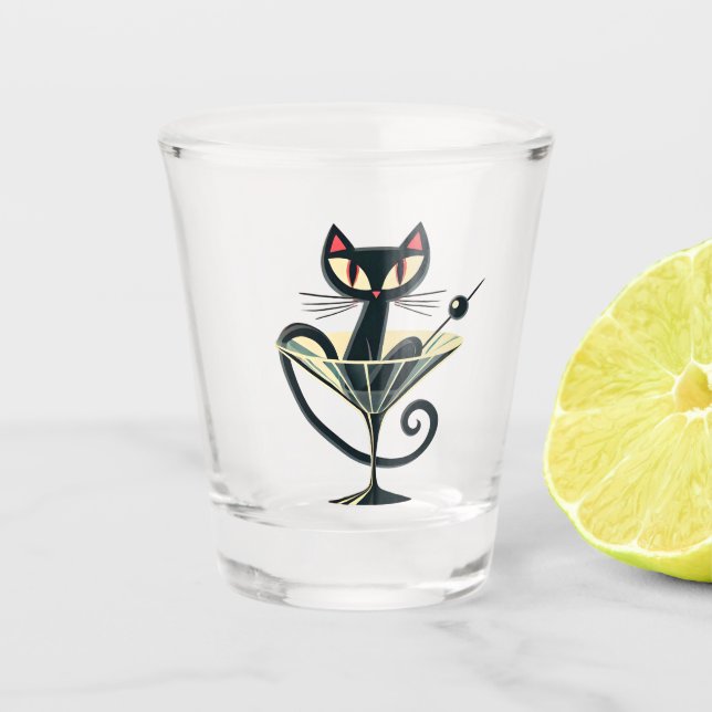 Vaso De Chupito Atómico espacio futurista edad Black Cat Martini (Anverso)