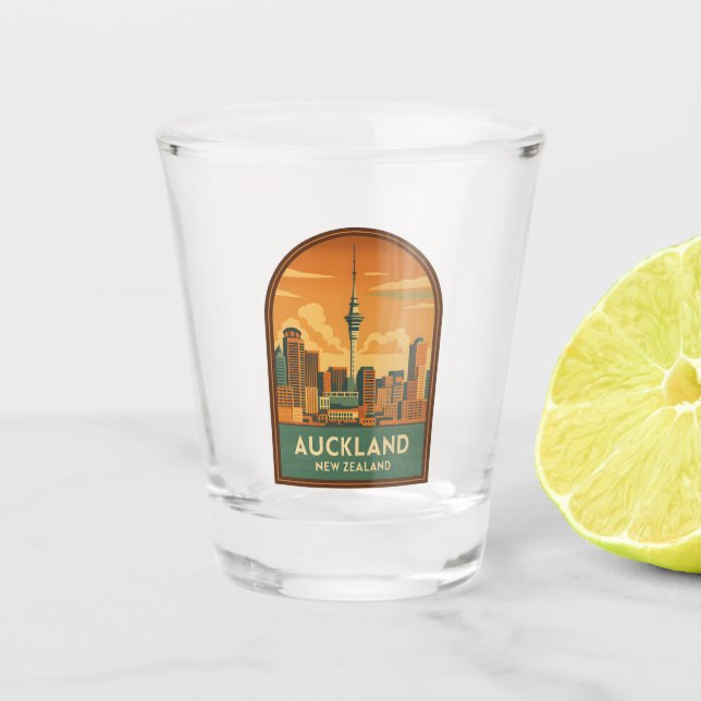 Vaso De Chupito Auckland New Zealand City Retro (Anverso)