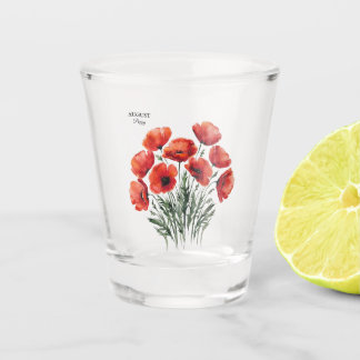 Vaso De Chupito August Poppy Bloom - Regalo de cumpleaños personal