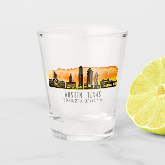 Vaso De Chupito Austin Skyline Latitude (Anverso)
