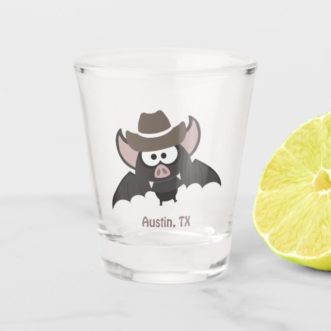 Vaso De Chupito Austin Texas Cute Personalizado Cowboy Bat (Anverso)